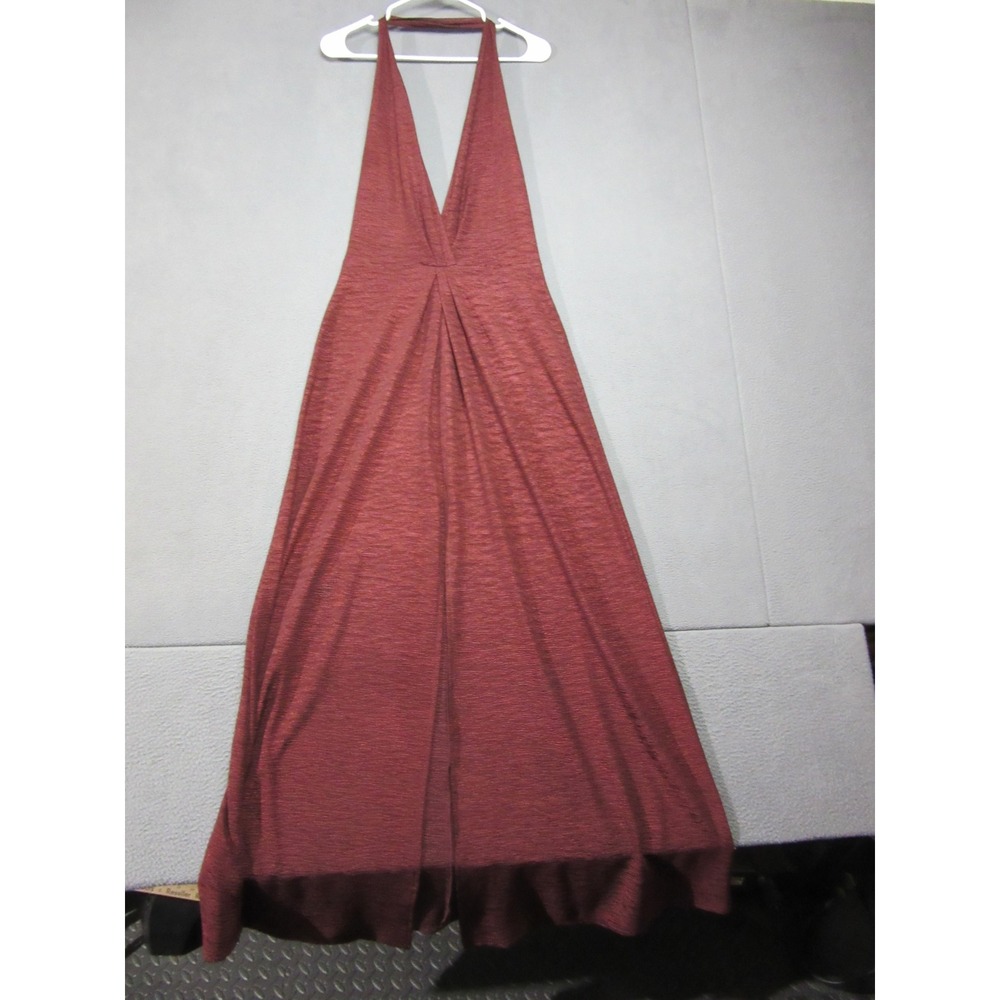 Reformation Maxi Dress Womens XS Red Burgundy Halter V-Neck Metallic ALine Party